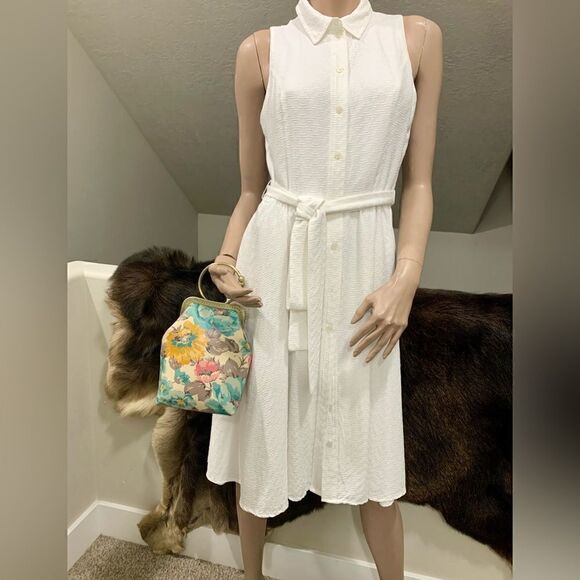 Handsewn Vintage Style Genuine Leather Floral Print Kiss lock Wristlet/Crossbody - Picture 8 of 15